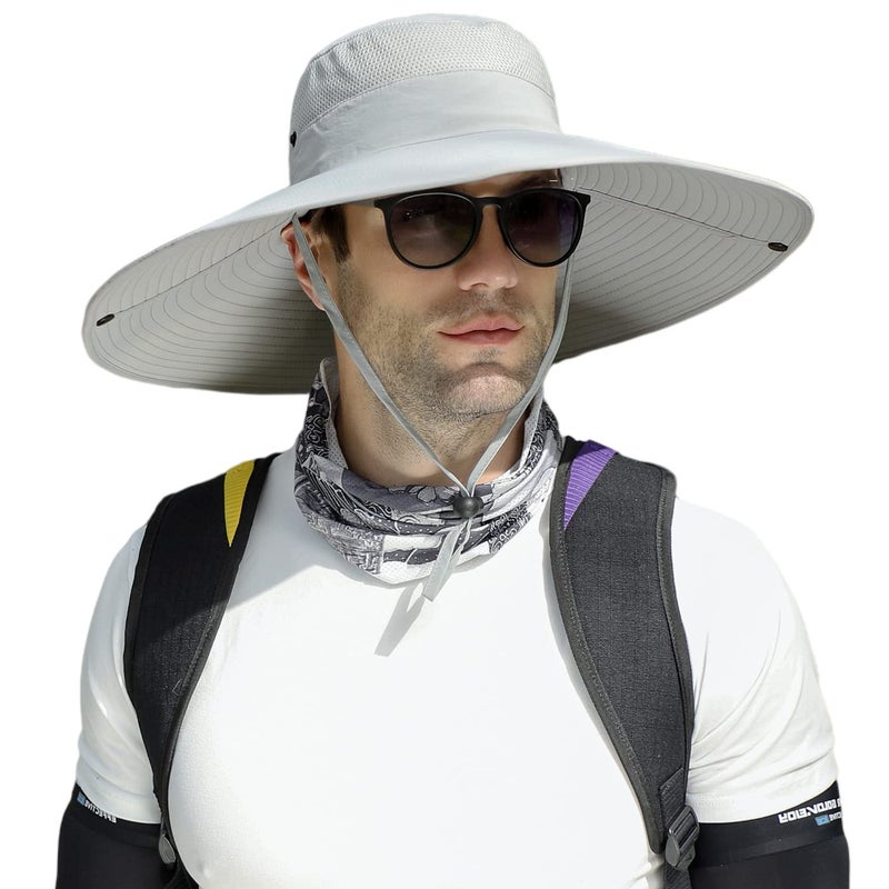 Huamulan 6" Super Wide Brim Sun Hats, Men and Women Bucket Hat for Fishing Hiking Garden Lawn Work Safari Camping Beach Kayaking Hn004-lightgray - Image 1